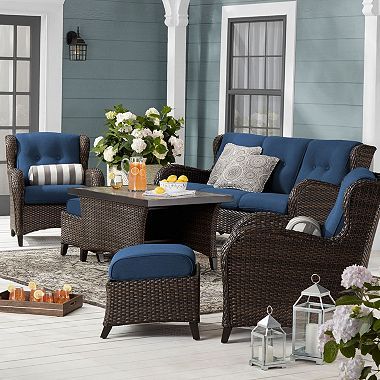 Sunbrella 6 piece deals woven seating set