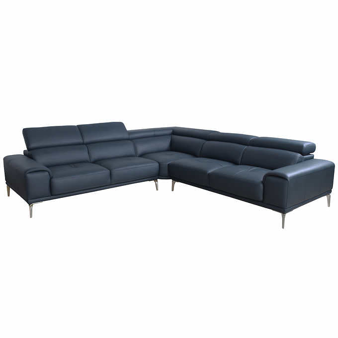 Quinton Top Grain Leather Sectional with Adjustable Headrests US2DK