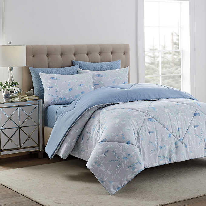 Style Decor 6-piece Comforter Set Queen , Eunice Light Blue-Gray | US2DK