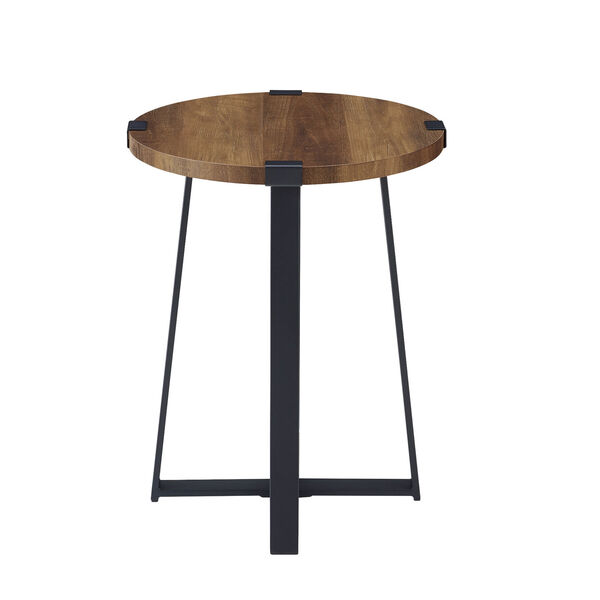 Metal Wrap Side Table - Rustic Oak