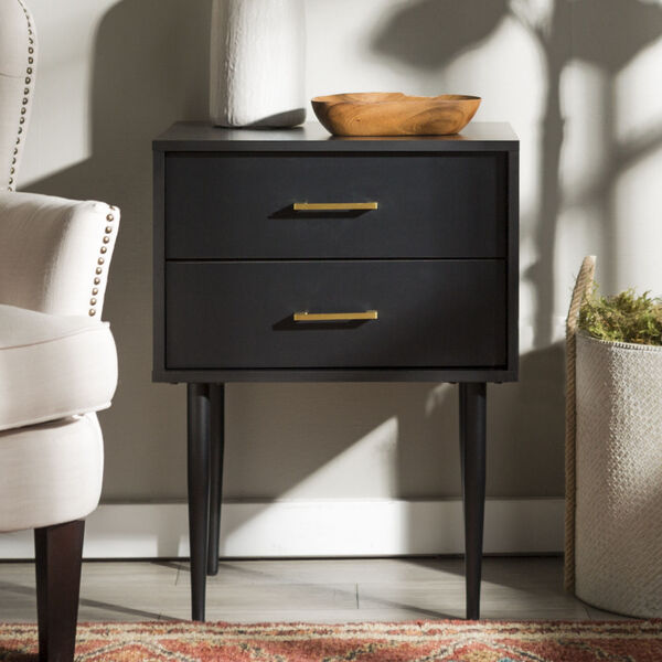 Olivia Two-Drawer Nightstand / Side Table - Black