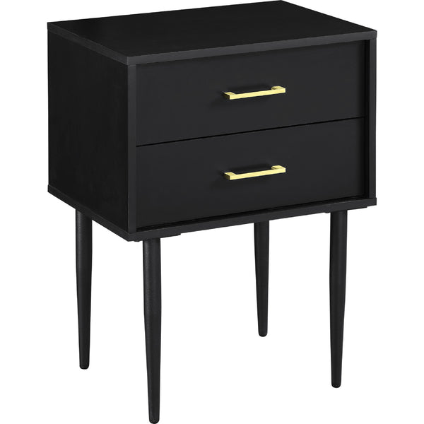 Olivia Two-Drawer Nightstand / Side Table - Black