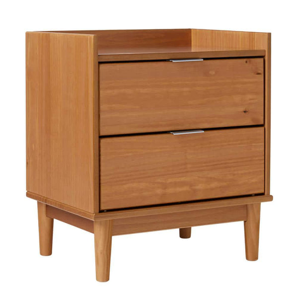 Middlebrook Mid-Century 2-Drawer Solid Wood Nightstand - Caramel