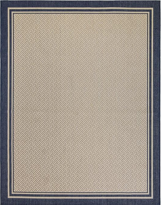 Naples Indoor - Outdoor Rug Ace Border Sand Navy 8' 9