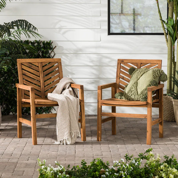 Vincent Patio Wood Chairs, Set of 2 - Brown