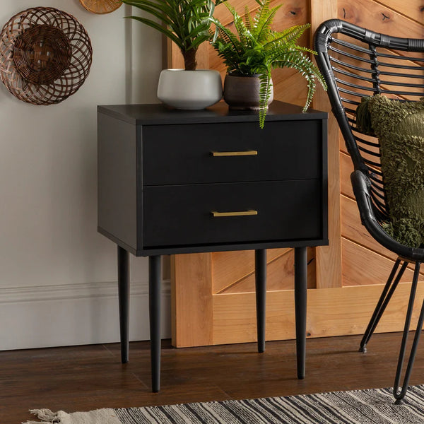 Olivia Two-Drawer Nightstand / Side Table - Black