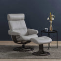 Oslo Leather Recliner & Ottoman - Gray
