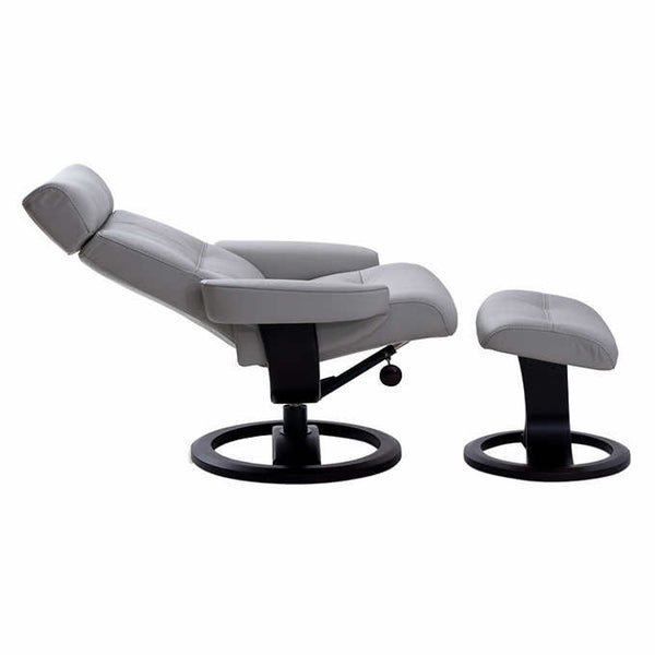 Oslo Leather Recliner & Ottoman - Gray