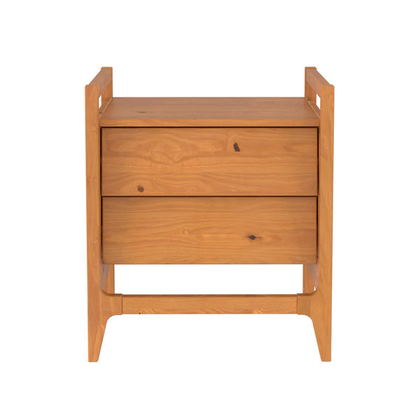 Oswald Mid-Century Modern 2-Drawer Wood Nightstand - Caramel
