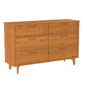 Sloane 6 Drawer Groove Handle Wood Dresser - Caramel