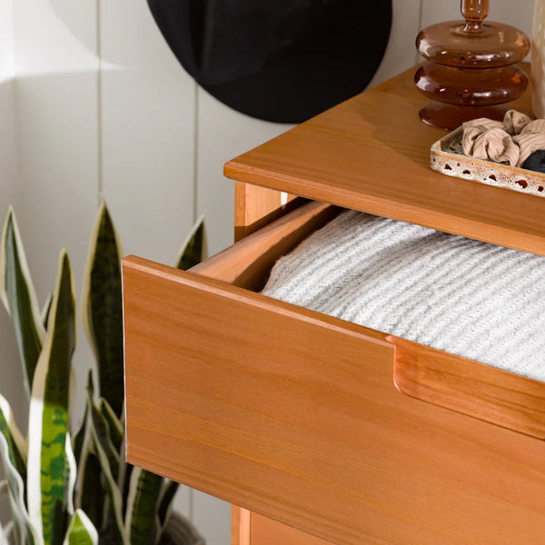 Sloane 6 Drawer Groove Handle Wood Dresser - Caramel