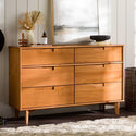 Sloane 6 Drawer Groove Handle Wood Dresser - Caramel