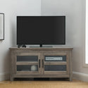 Transitional Modern Farmhouse Wood Corner TV Stand - Grey Wash