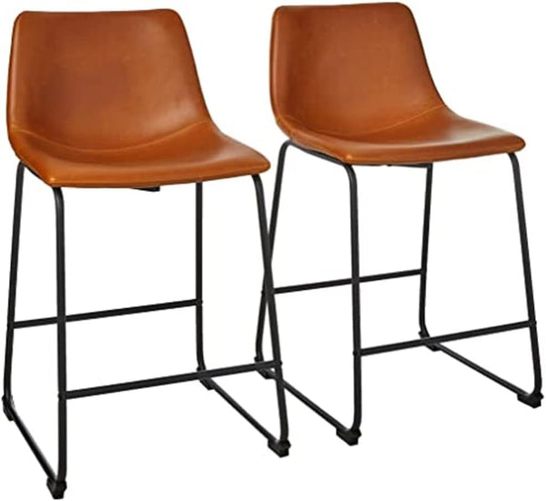 Walker Edison Counter Stools Whiskey Brown - Set of 2