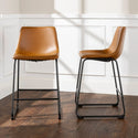 Walker Edison Counter Stools Whiskey Brown - Set of 2