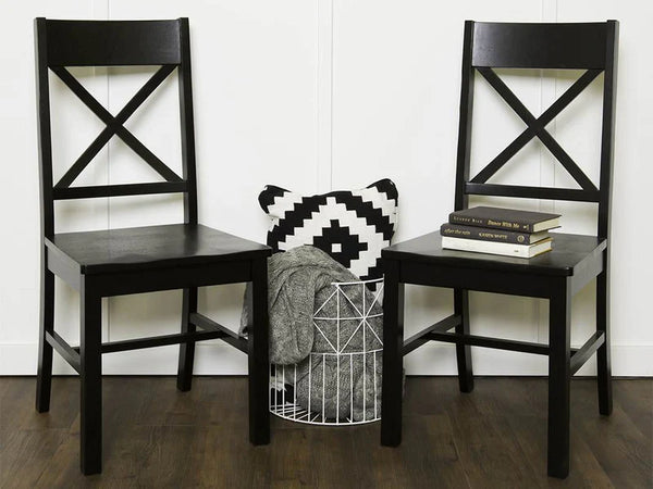 Wood Dining Chairs, Set of 2 - Black