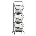 Mesa 3-tier Wrought Iron Market Baskets with Stand and Removable Baskets