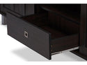 Baxton Studio Unna 70-Inch Dark Brown Wood TV Cabinet with 2 Sliding Doors and Drawer