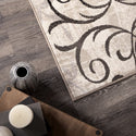 Medallion Transitional Area Rug, Beige  3'9