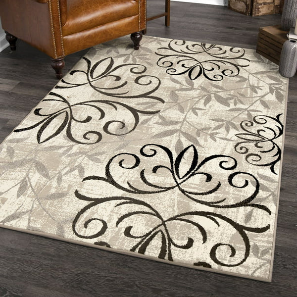 Medallion Transitional Area Rug, Beige  3'9