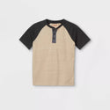 Boys' Short Sleeve Baseball Henley Shirt Cream XS (4 - 5) - Cat & Jack