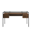 Carlisle Dark Walnut 2-Drawer Glass Top Writing Desk by River Street Designs