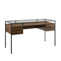 Carlisle Dark Walnut 2-Drawer Glass Top Writing Desk by River Street Designs