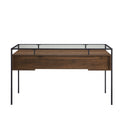 Carlisle Dark Walnut 2-Drawer Glass Top Writing Desk by River Street Designs