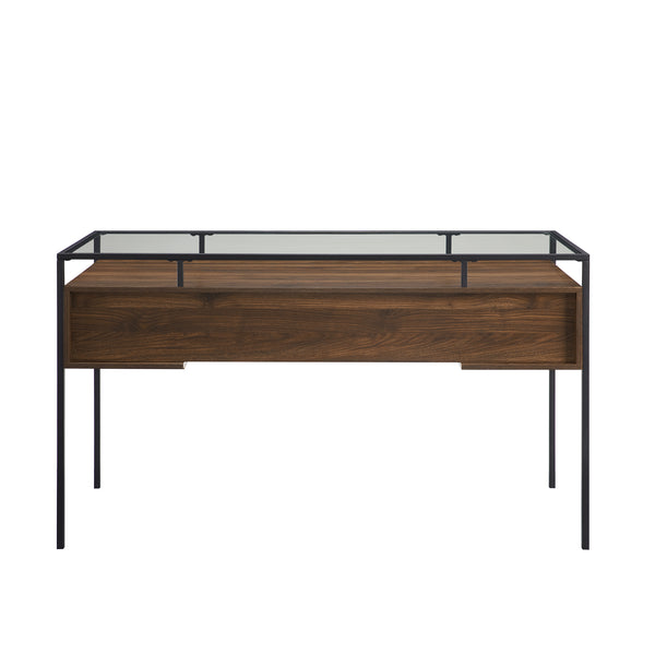 Carlisle Dark Walnut 2-Drawer Glass Top Writing Desk by River Street Designs