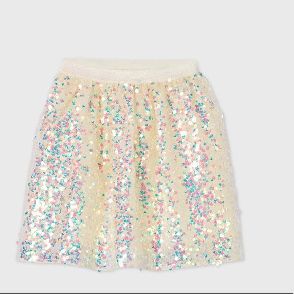 Cat & Jack Girls' Sequin Tutu Skirt white (6)