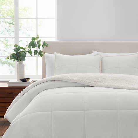 Easton Sherpa Fleece 3-piece Comforter Set - White - King