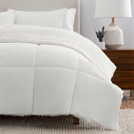 Easton Sherpa Fleece 3-piece Comforter Set - White - King