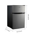 Galanz 3.1 Cu ft Two Door Mini Fridge with Freezer Estar GL31S5E, Stainless