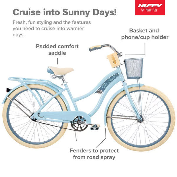 Huffy, Nel Lusso Classic Cruiser Bike, Women's, Light Blue, 26 Inch