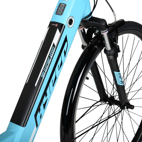 Hyper E-Ride Electric Bike, 36 Volt Battery, 700C Wheels, Blue | US2DK