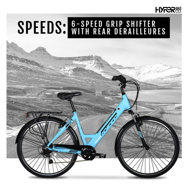 Hyper E-Ride Electric Bike, 36 Volt Battery, 700C Wheels, Blue | US2DK