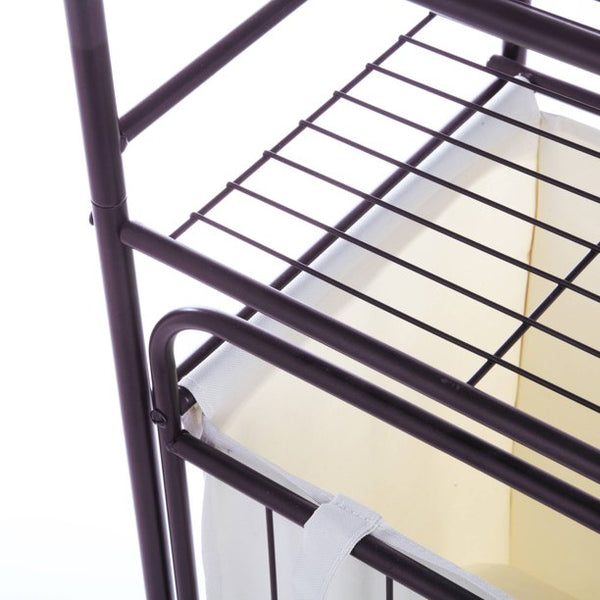 Mainstays 2Shelf Bathroom Storage Tower with Hamper, Oil Rubbed Bronz