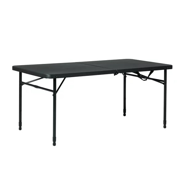 4' Fold-in-Half Adjustable Table, Rich Black