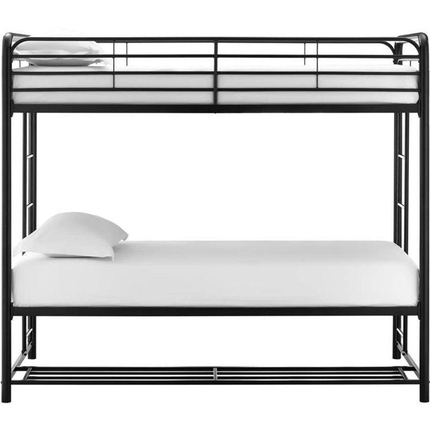 Mainstays Twin Over Twin Bunk Bed with Storage Bins, Black US2DK