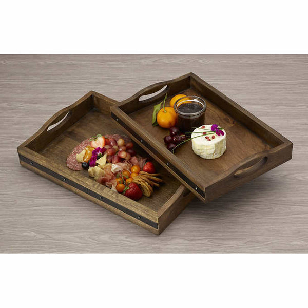 Mikasa Set of 2 Vintage Mango Wood Trays | US2DK