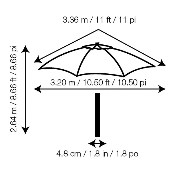 Proshade 11ft Market Umbrella Cast Shale with Collar Tilt