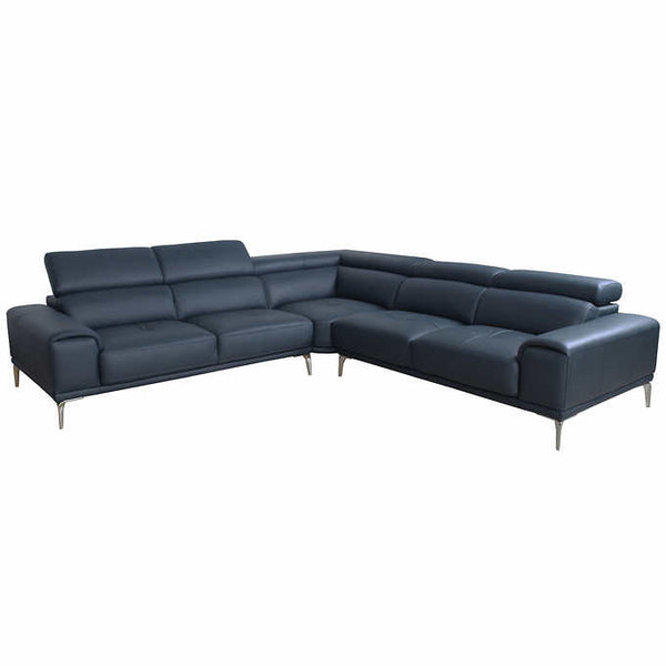 Quinton Top Grain Leather Sectional with Adjustable Headrests