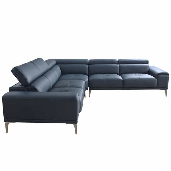 Quinton Top Grain Leather Sectional with Adjustable Headrests