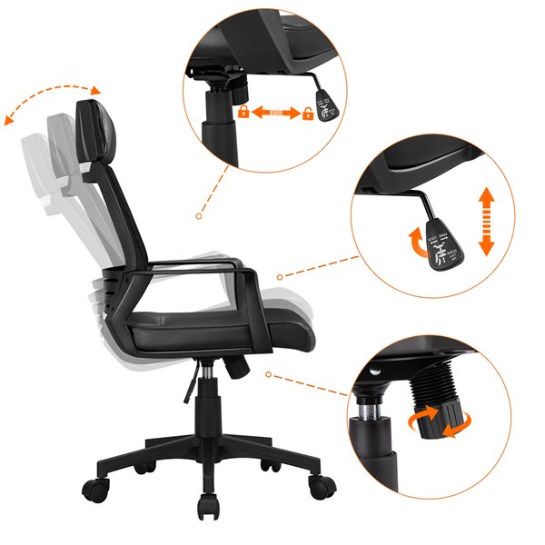 SmileMart Adjustable Ergonomic Mesh Office Chair Swivel , Black