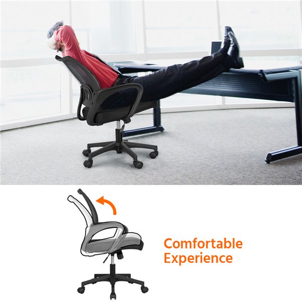 Smilemart Adjustable Mid Back Mesh Swivel Office Chair with Armrests, Black