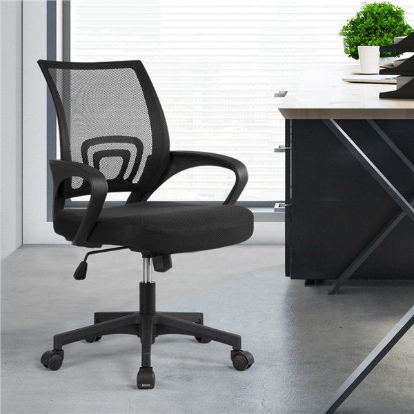 Smilemart Adjustable Mid Back Mesh Swivel Office Chair with Armrests, Black