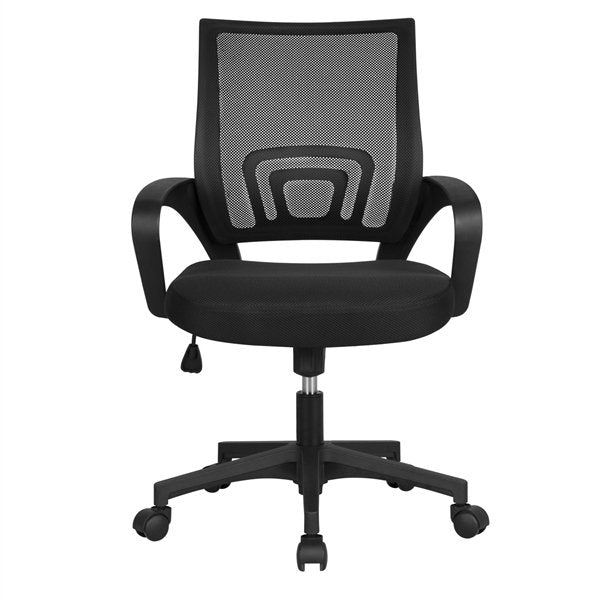 Smilemart Adjustable Mid Back Mesh Swivel Office Chair with Armrests, Black