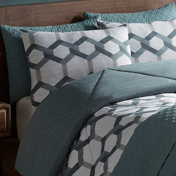 Style Decor 6-piece Comforter and Coverlet Set - Freemont Slate Blue
