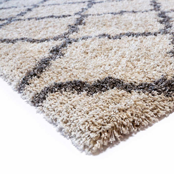 Thomasville Marketplace Luxury Trellis Shag Rugs, Cream 5'3