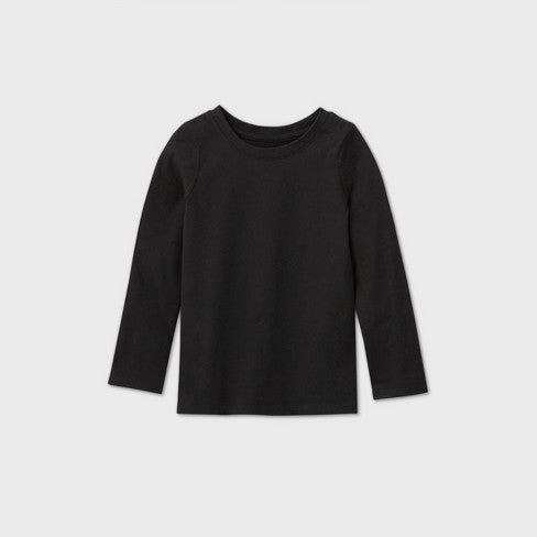 Toddler Girls Solid Long Sleeve T-Shirt Black 5T - Cat & Jack